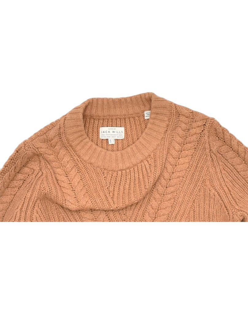 JACK WILLS Womens Oversized Crew Neck Jumper Sweater UK 6 XS Brown Wool | Vintage | Thrift | Second-Hand | Used Clothing | Messina Hembry 