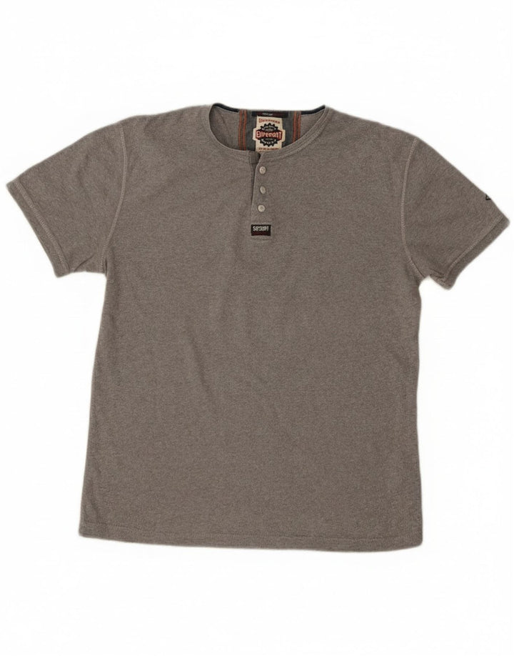 Superdry Mens T-Shirt Top Large Grey Cotton