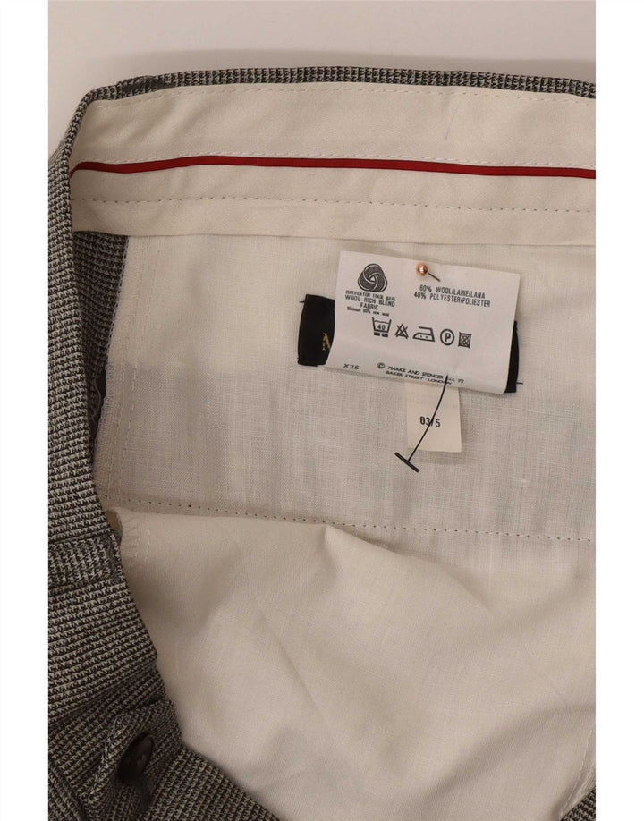 Marks & Spencer Mens Pegged Casual Trousers W34 L31 Black Houndstooth Wool