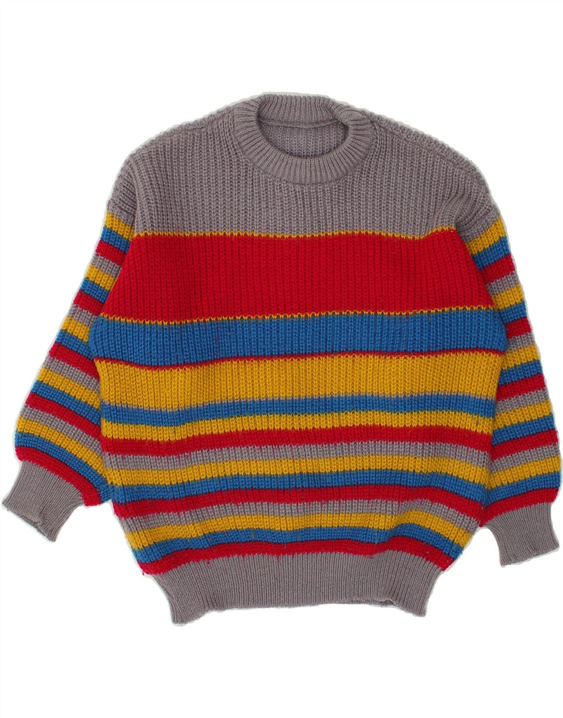 VINTAGE Womens Crew Neck Jumper Sweater UK 16 Large Multicoloured Striped | Vintage Vintage | Thrift | Second-Hand Vintage | Used Clothing | Messina Hembry 