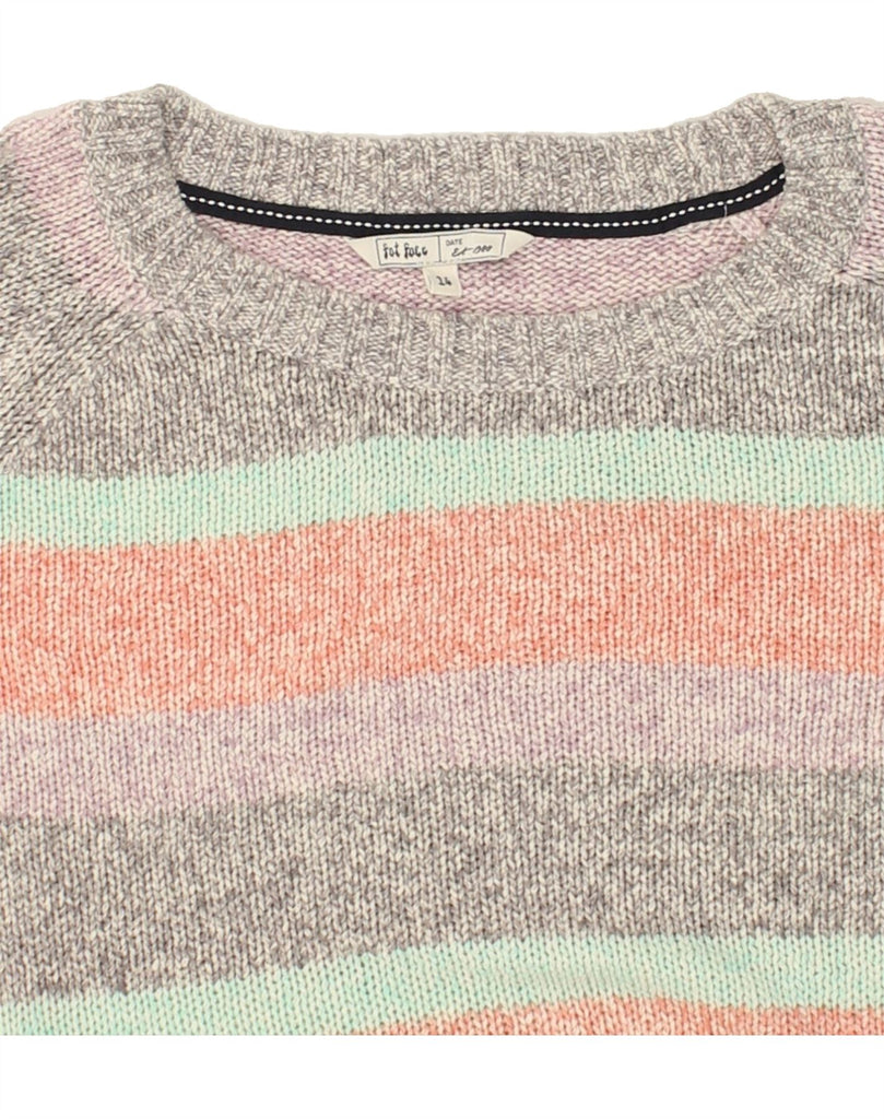 FAT FACE Womens Boat Neck Jumper Sweater UK 14 Large Multicoloured Striped Vintage Fat Face and Second-Hand Fat Face from Messina Hembry 