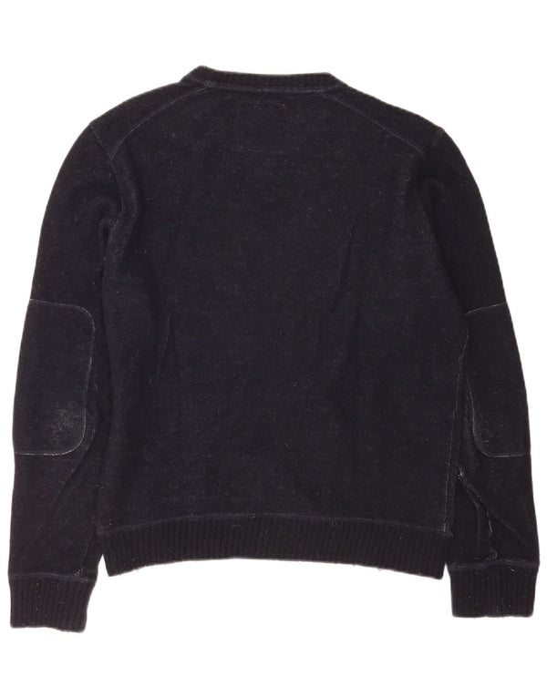 Woolrich Mens Graphic Boat Neck Jumper Sweater Medium Navy Blue Wool
