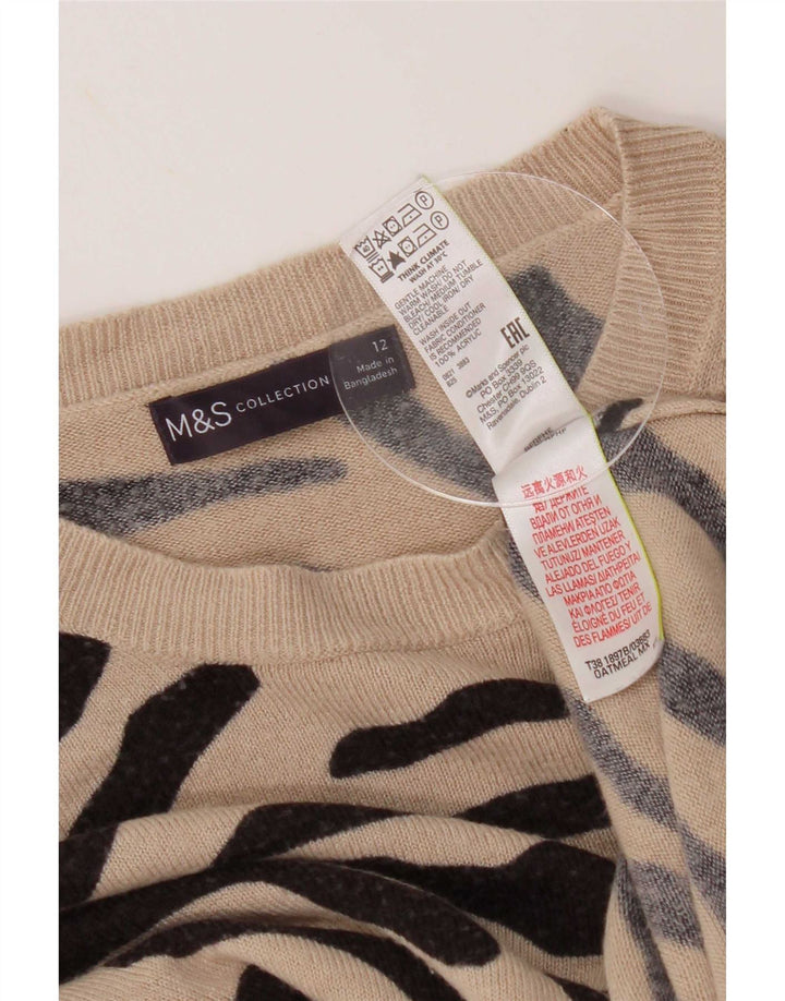 Marks & Spencer Womens Boat Neck Jumper Sweater UK 12 Medium Beige