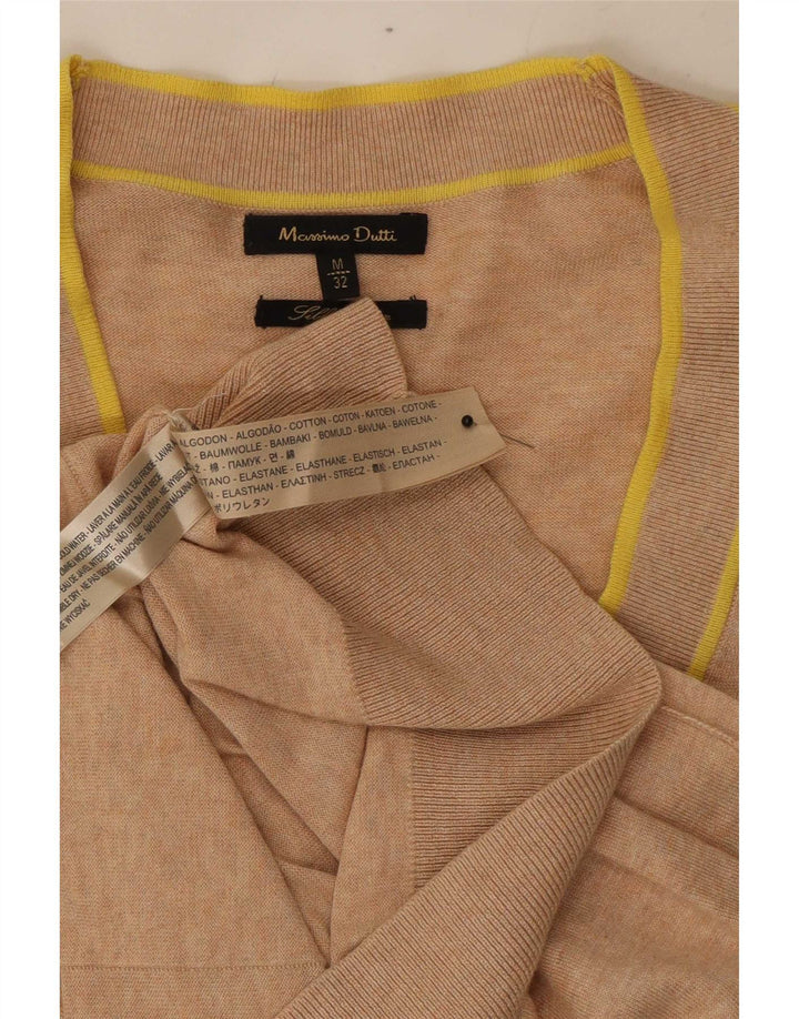 Massimo Dutti Womens Cardigan Sweater UK 12 Medium Beige Flecked Cotton