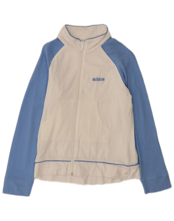 Adidas Girls Tracksuit Top Jacket 11-12 Years Medium White Cotton