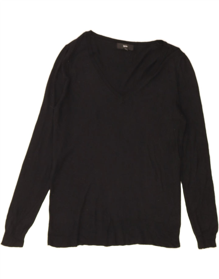 MOSSIMO Womens V-Neck Jumper Sweater UK 16 Large Black Nylon Vintage Mossimo and Second-Hand Mossimo from Messina Hembry 