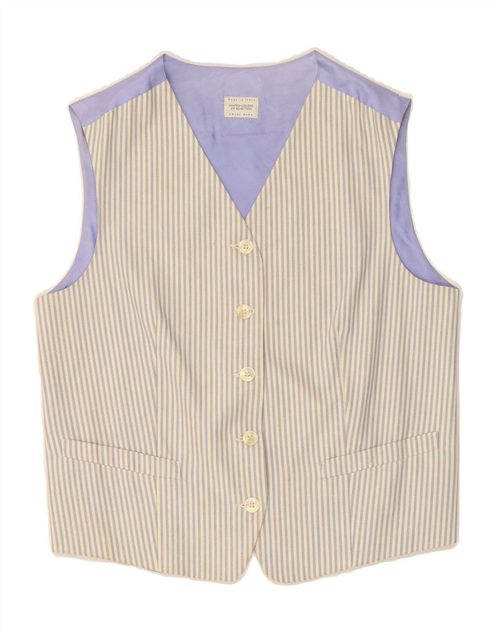 BENETTON Womens Waistcoat IT 44 Medium Purple Pinstripe Cotton Vintage Benetton and Second-Hand Benetton from Messina Hembry 