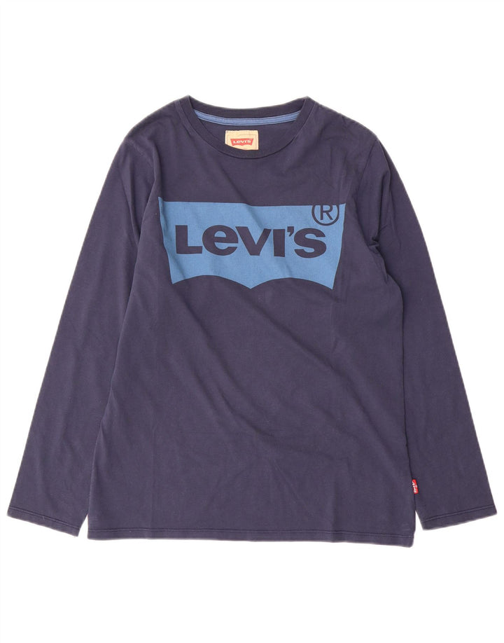 Levi's Boys Graphic Top Long Sleeve 13-14 Years Navy Blue Cotton