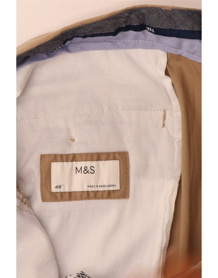 Marks & Spencer Mens Chino Shorts W48 4XL Beige Cotton