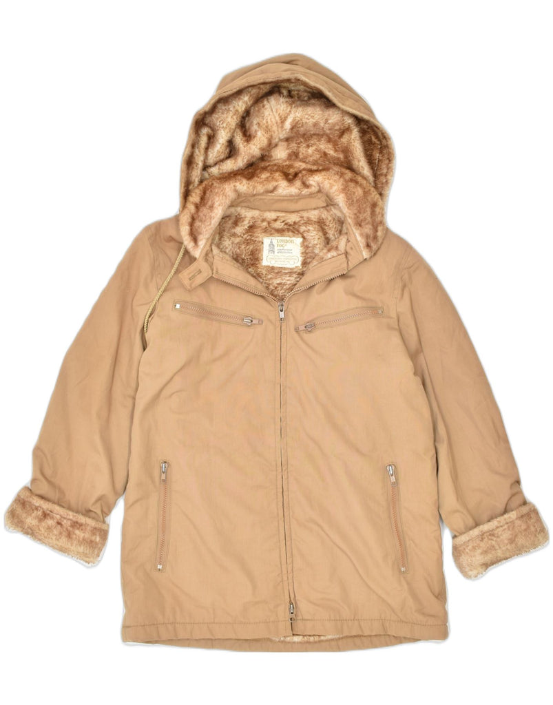 LONDON FOG Girls Hooded Parka Jacket 9-10 Years Brown Cotton Classic | Vintage | Thrift | Second-Hand | Used Clothing | Messina Hembry 