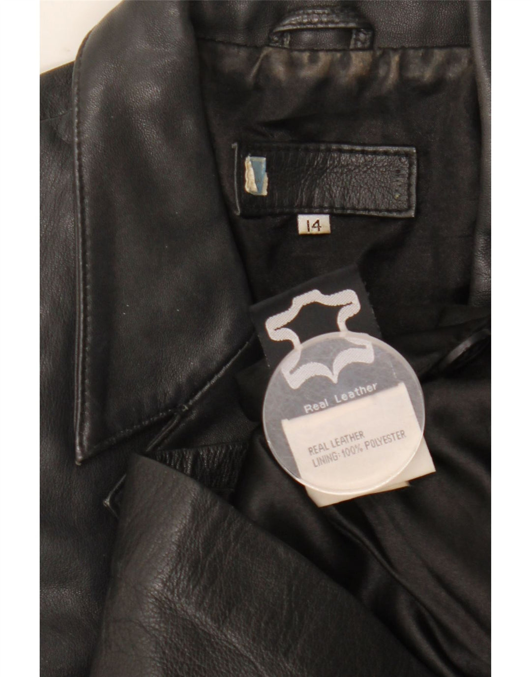 Vintage Womens 3 Button Leather Blazer Jacket UK 14 Large Black Leather