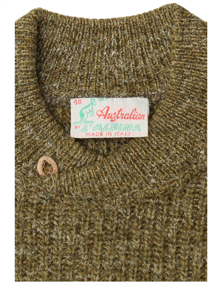 AUSTRALIAN L'ALPINA Mens Crew Neck Jumper Sweater IT 48 Medium Khaki