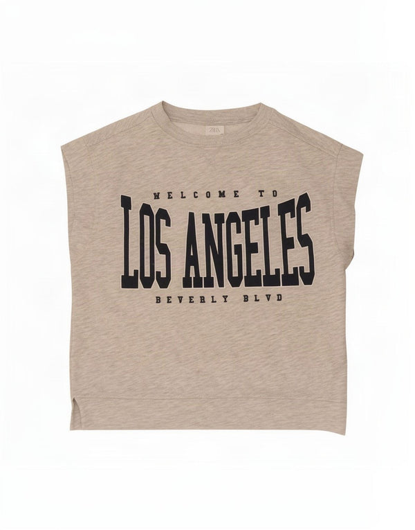 Zara Girls Loose Fit Graphic T-Shirt Top 11-12 Years Grey Cotton