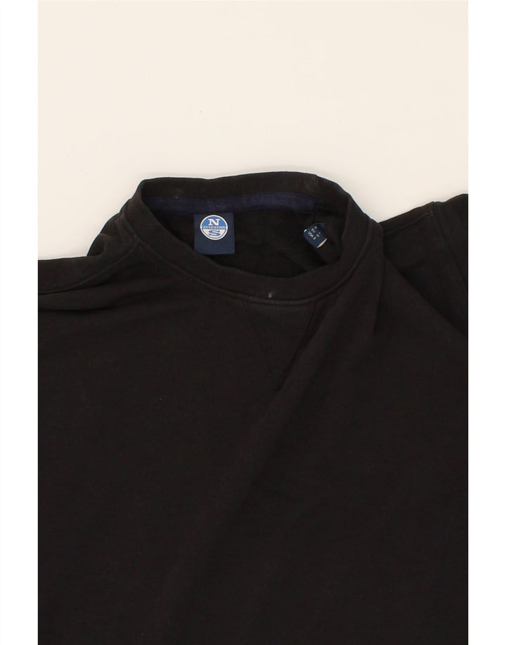 NORTH SAILS Womens Sweatshirt Jumper UK 14 Medium Black Cotton Vintage North Sails and Second-Hand North Sails from Messina Hembry 