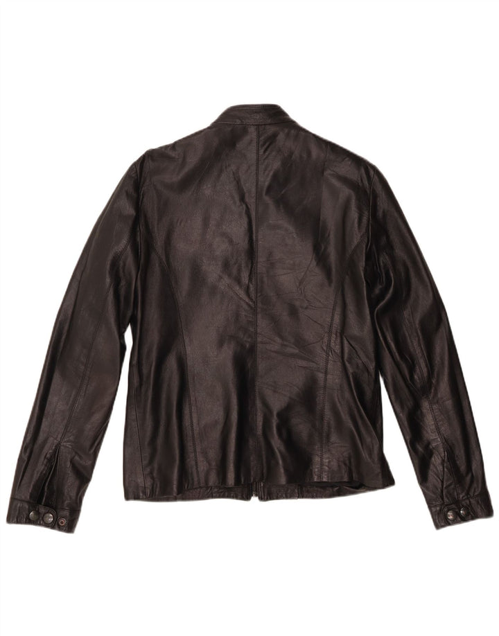 Vintage Womens Leather Jacket IT 46 Large Black Leather
