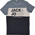 JACK & JONES Mens Graphic T-Shirt Top Medium Blue Colourblock Cotton | Vintage Jack & Jones | Thrift | Second-Hand Jack & Jones | Used Clothing | Messina Hembry 