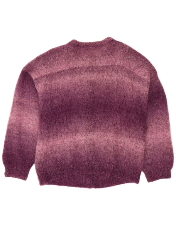 VINTAGE Womens Loose Fit Cardigan Sweater UK 18 XL Purple Colourblock