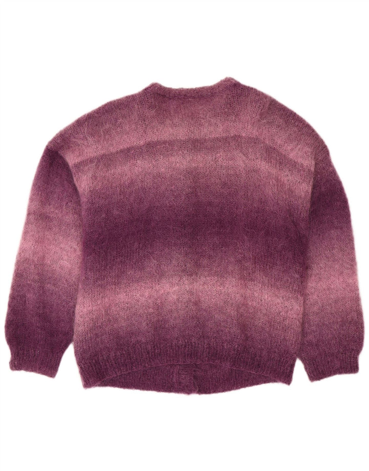 VINTAGE Womens Loose Fit Cardigan Sweater UK 18 XL Purple Colourblock