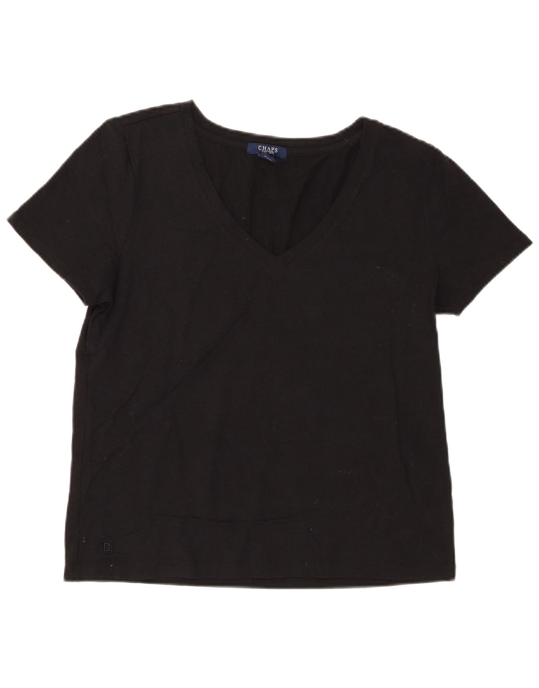 Chaps Womens T-Shirt Top UK 14 Large Black Cotton
