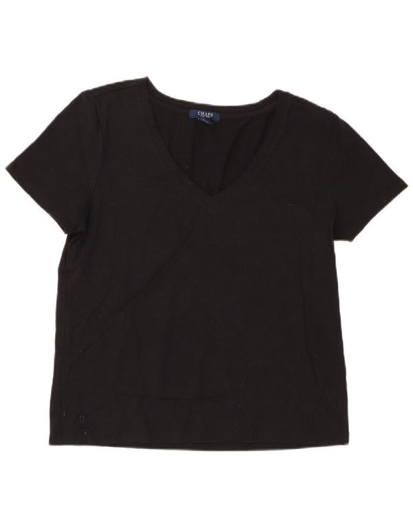 Chaps Womens T-Shirt Top UK 14 Large Black Cotton