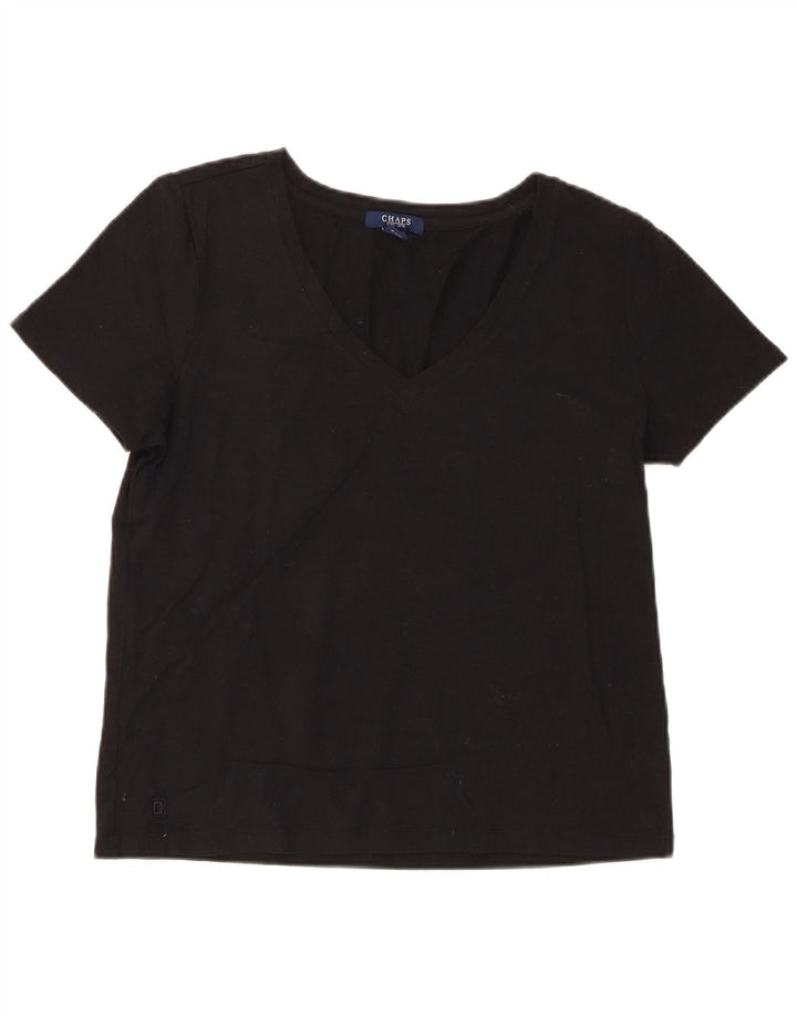 Chaps Womens T-Shirt Top UK 14 Large Black Cotton