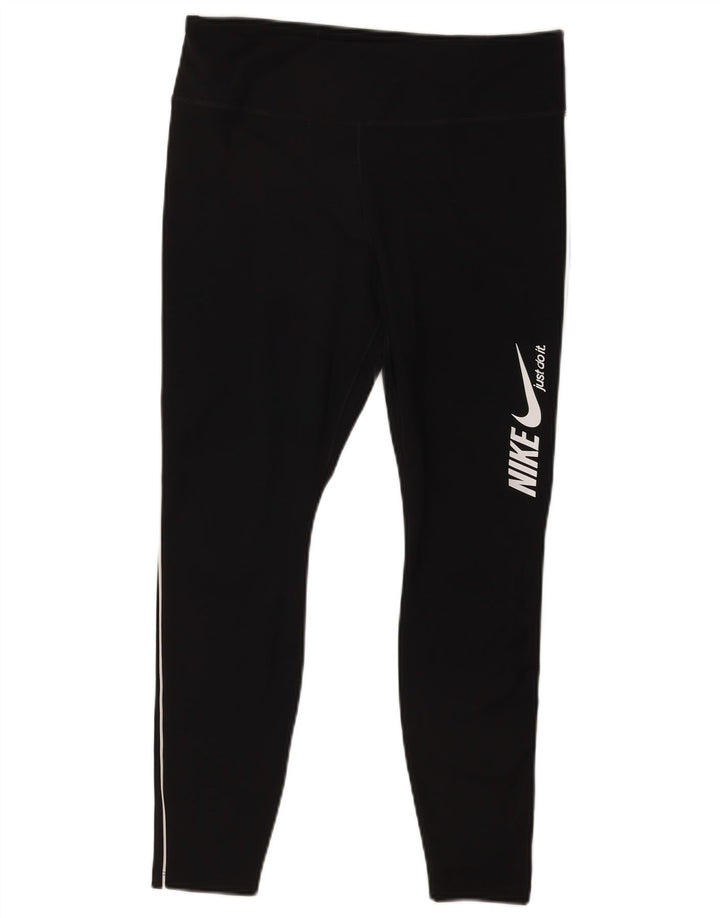 Nike Womens Graphic Leggings UK 14 Large  Black Polyester
