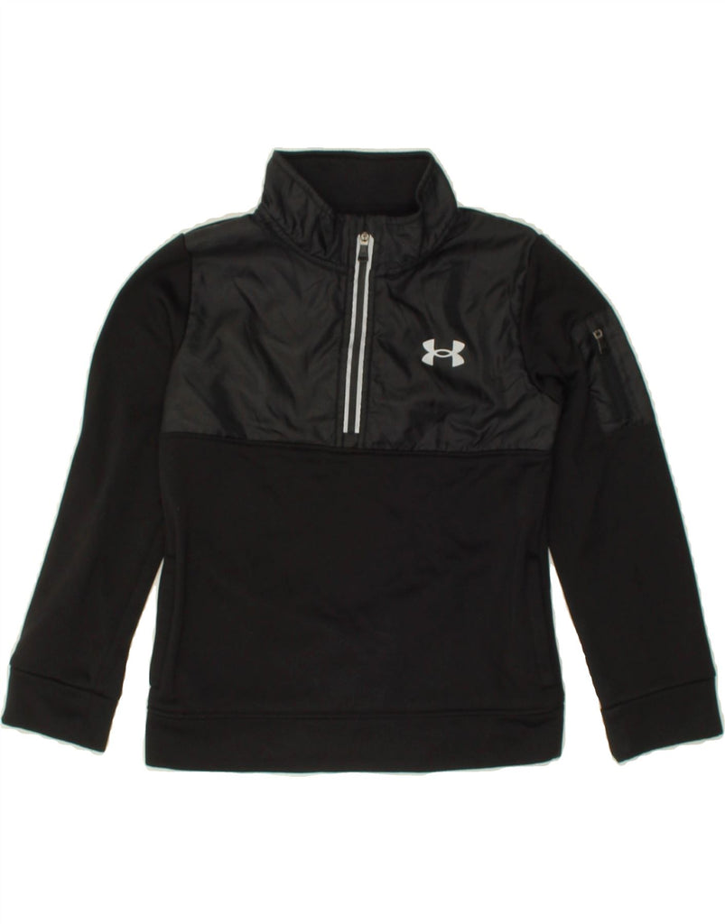 UNDER ARMOUR Boys Zip Neck Sweatshirt Jumper 6-7 Years Black Polyester | Vintage Under Armour | Thrift | Second-Hand Under Armour | Used Clothing | Messina Hembry 