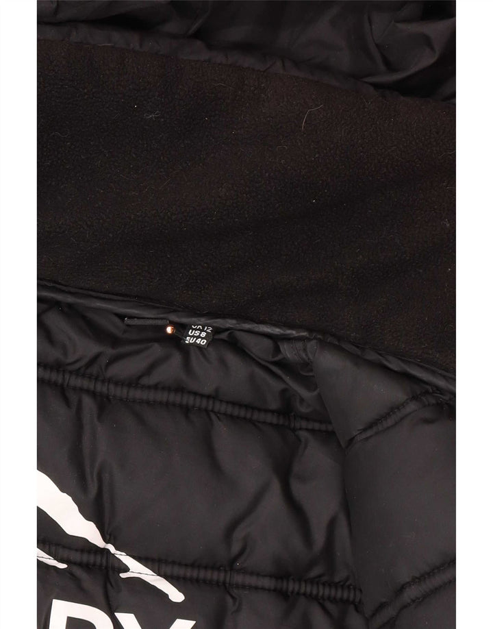 Superdry Womens Hooded Padded Coat UK 12 Medium Black Polyester