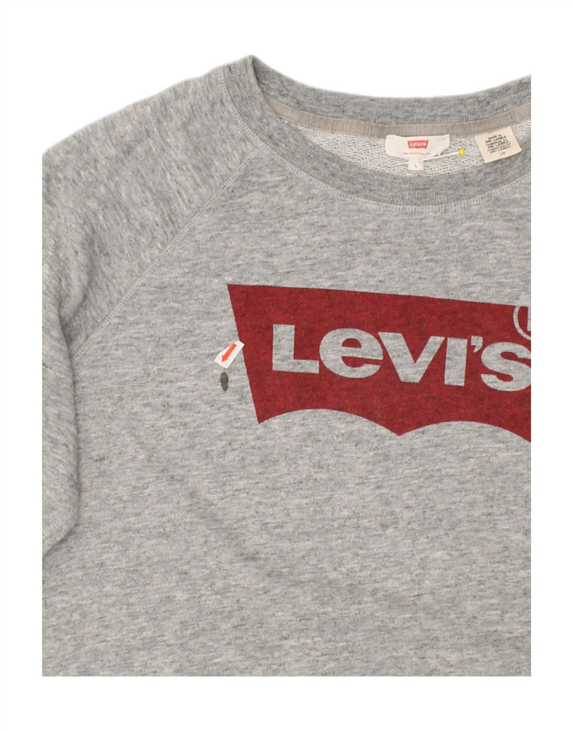 LEVI'S Womens Graphic Sweatshirt Jumper UK 16 Large Grey | Vintage Levi's | Thrift | Second-Hand Levi's | Used Clothing | Messina Hembry 