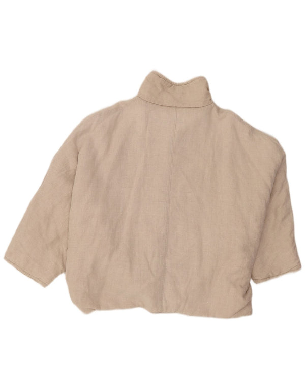 Vintage Womens 3/4 Sleeve Bomber Jacket UK 16 Large Beige Colourblock