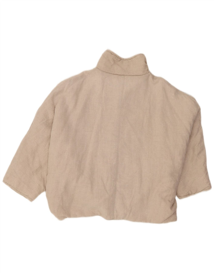 Vintage Womens 3/4 Sleeve Bomber Jacket UK 16 Large Beige Colourblock