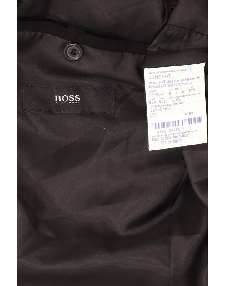 HUGO BOSS Mens 2 Button Blazer Jacket EU 48 Medium Black Cotton