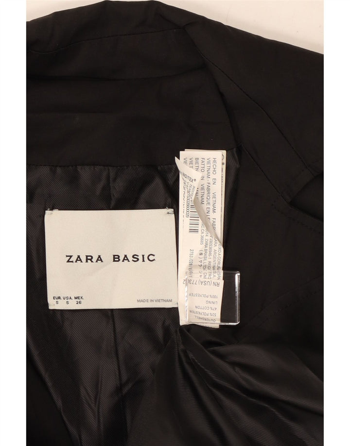 Zara Womens Overcoat UK 10 Small Black Polyester