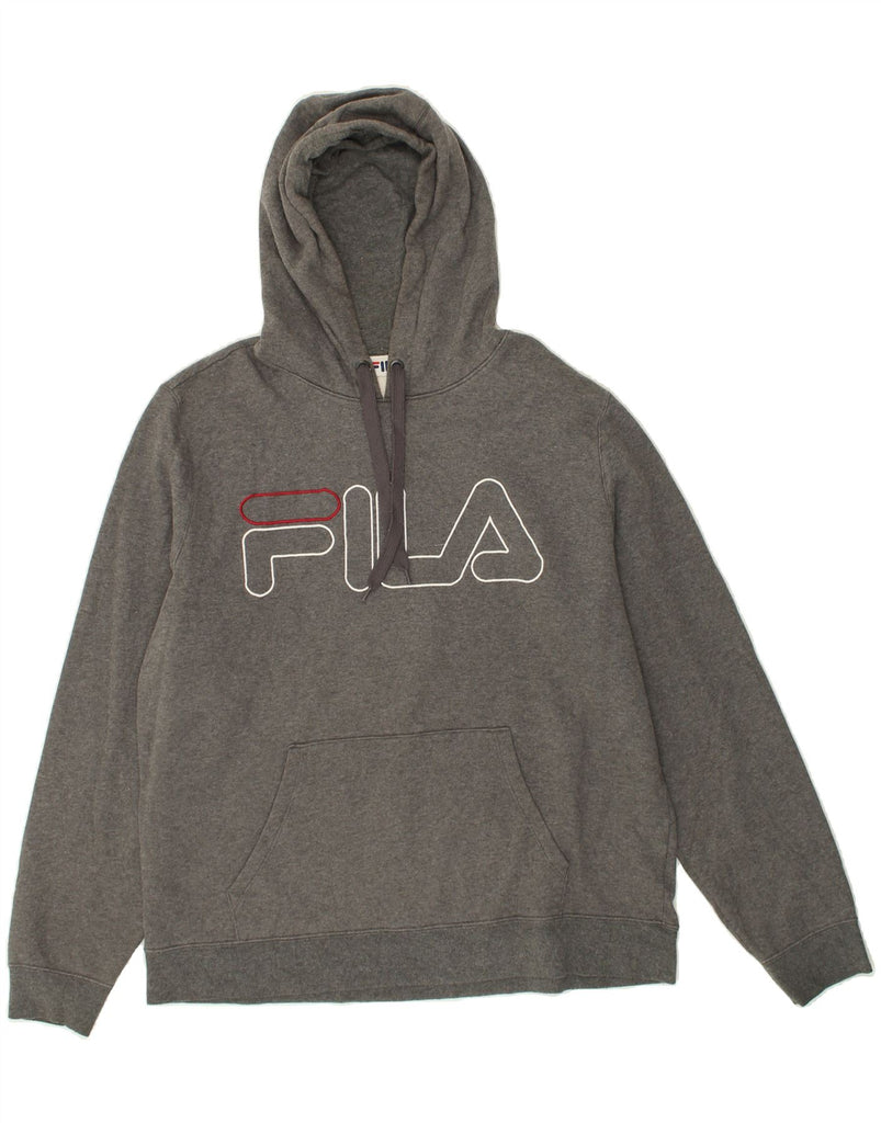 FILA Mens Graphic Hoodie Jumper Large Grey Cotton | Vintage Fila | Thrift | Second-Hand Fila | Used Clothing | Messina Hembry 