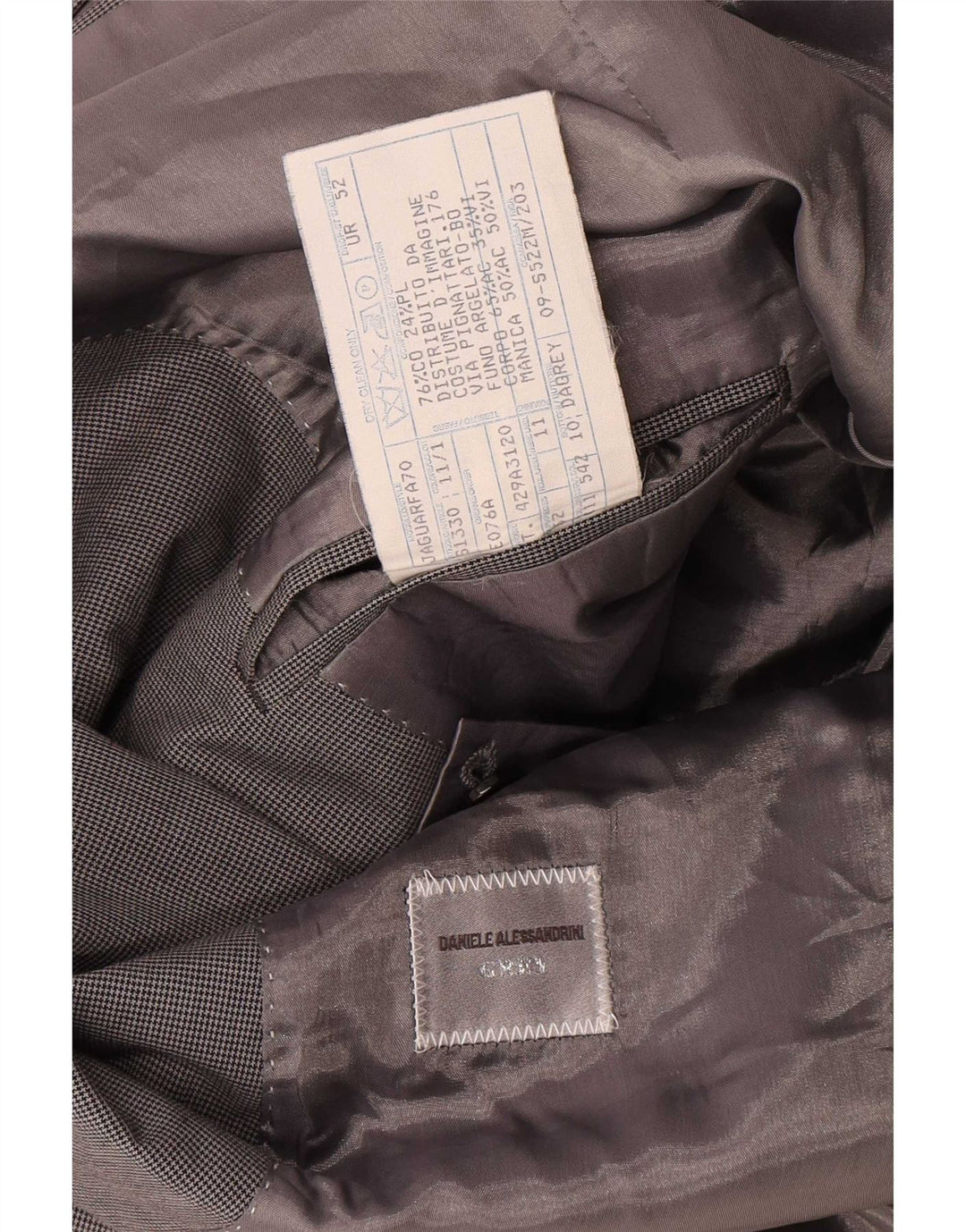 Daniele Alessandrini Mens 2 Button Blazer Jacket IT 52 XL Grey Houndstooth