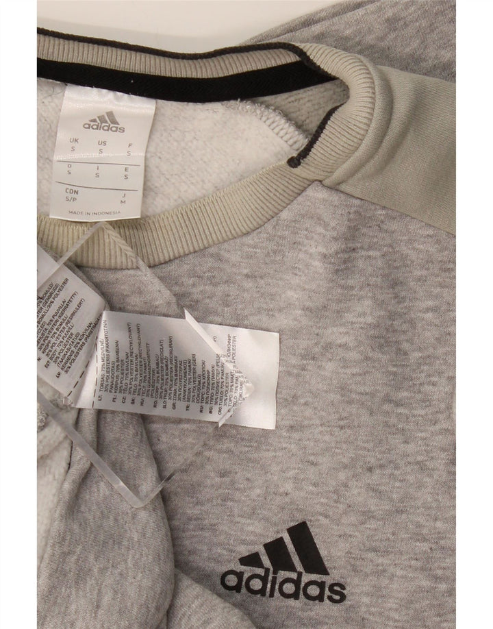 Adidas Mens Sweatshirt Jumper Small Grey Colourblock Cotton