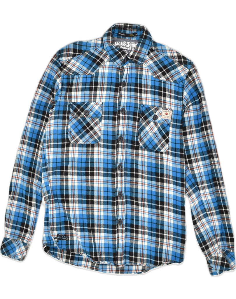 JACK & JONES Mens Flannel Shirt Small Blue Check Cotton | Vintage Jack & Jones | Thrift | Second-Hand Jack & Jones | Used Clothing | Messina Hembry 