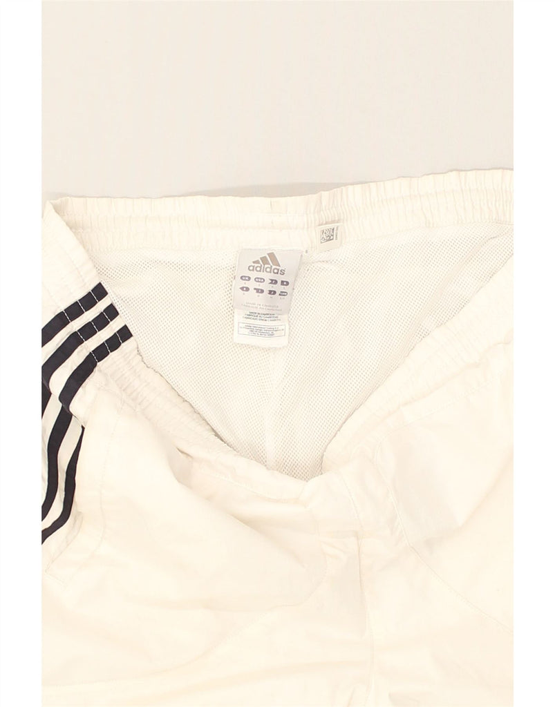 ADIDAS Mens Bermuda Sport Shorts Small Off White Polyester | Vintage Adidas | Thrift | Second-Hand Adidas | Used Clothing | Messina Hembry 