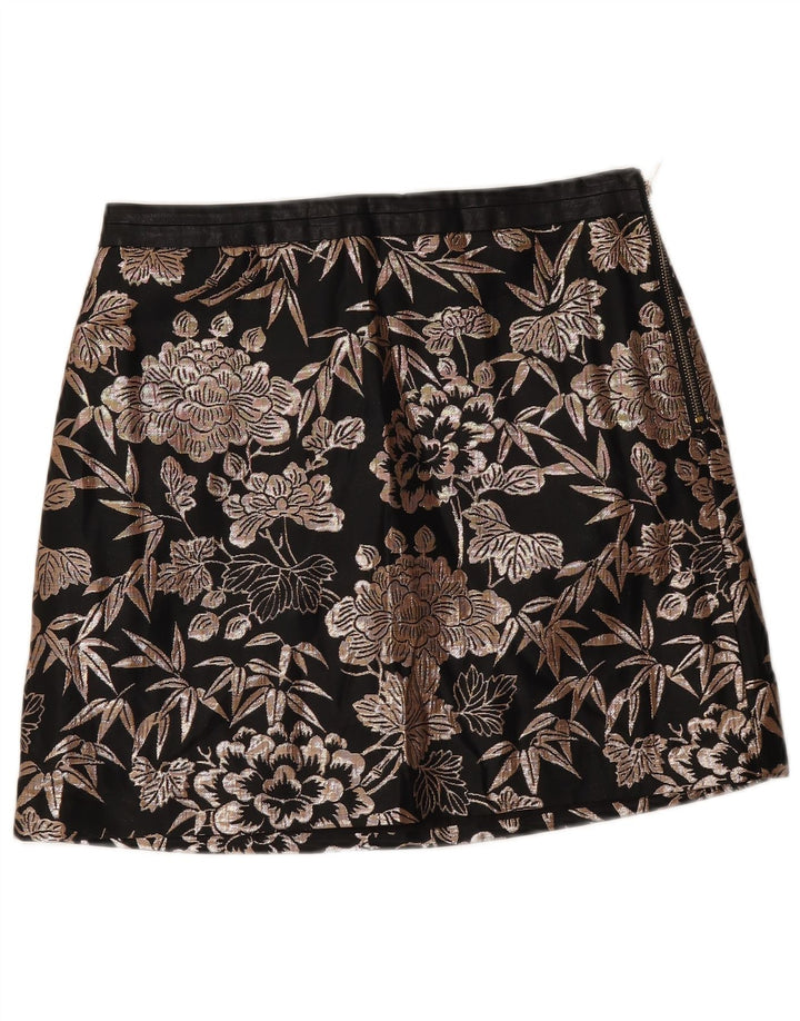 Oasis Womens Mini Skirt UK 12 Medium W30 Black Floral