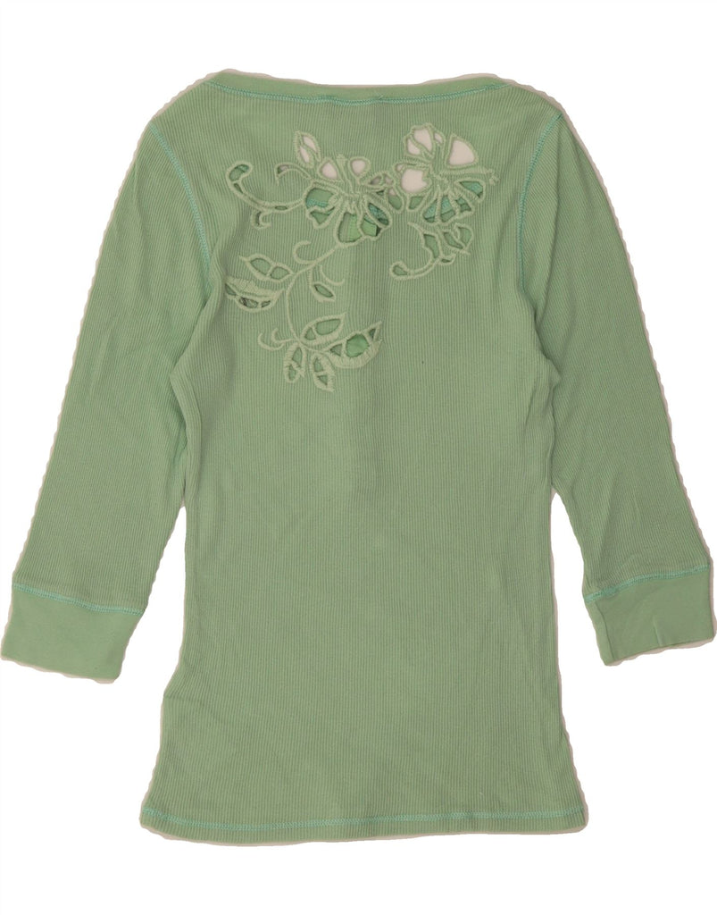 DIESEL Girls Graphic Top 3/4 Sleeve 11-12 Years XL Green Cotton Vintage Diesel and Second-Hand Diesel from Messina Hembry 