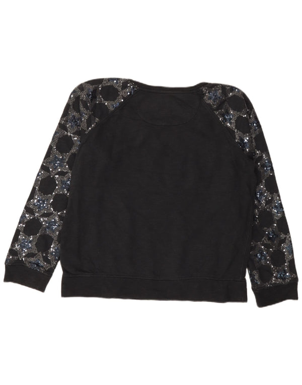 SUPERDRY Womens Graphic Sweatshirt Jumper UK 16 Large Black Cotton