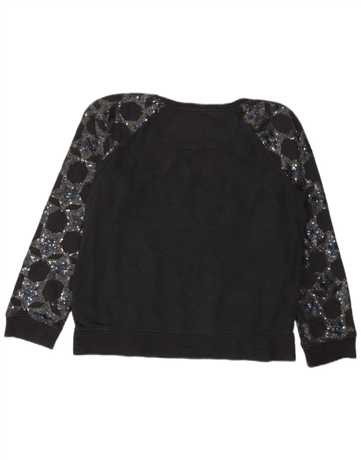 SUPERDRY Womens Graphic Sweatshirt Jumper UK 16 Large Black Cotton