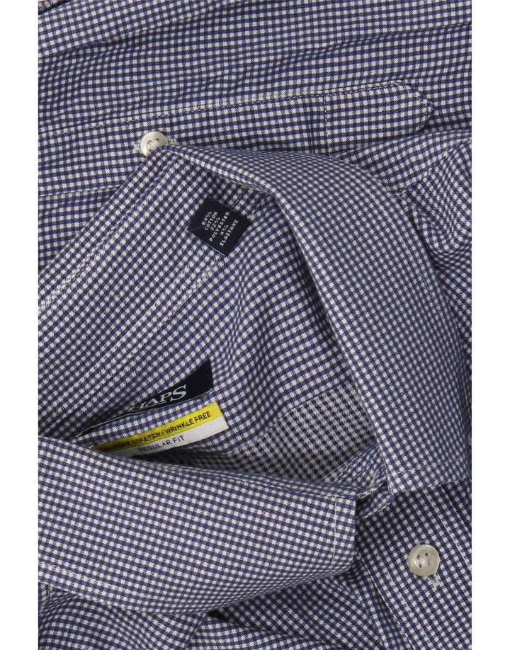 Chaps Mens Regular Fit Shirt Size 18 2XL Blue Gingham Cotton
