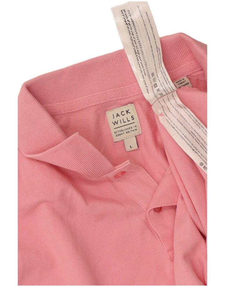 JACK WILLS Mens Polo Shirt Large Pink Cotton