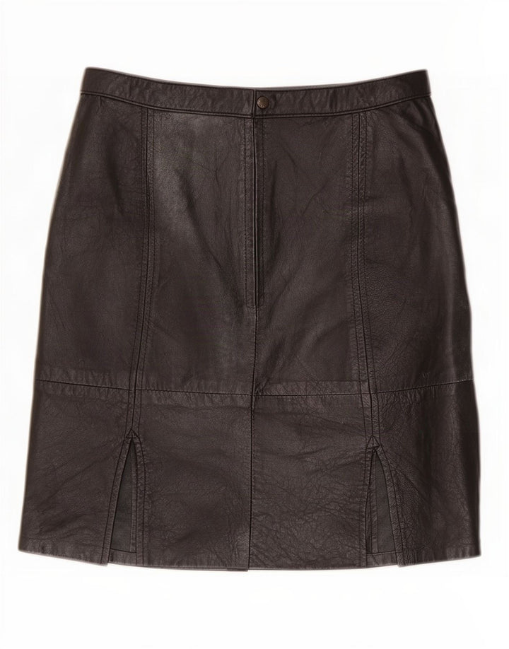 Vintage Womens Leather Skirt IT 44 Medium W30 Black
