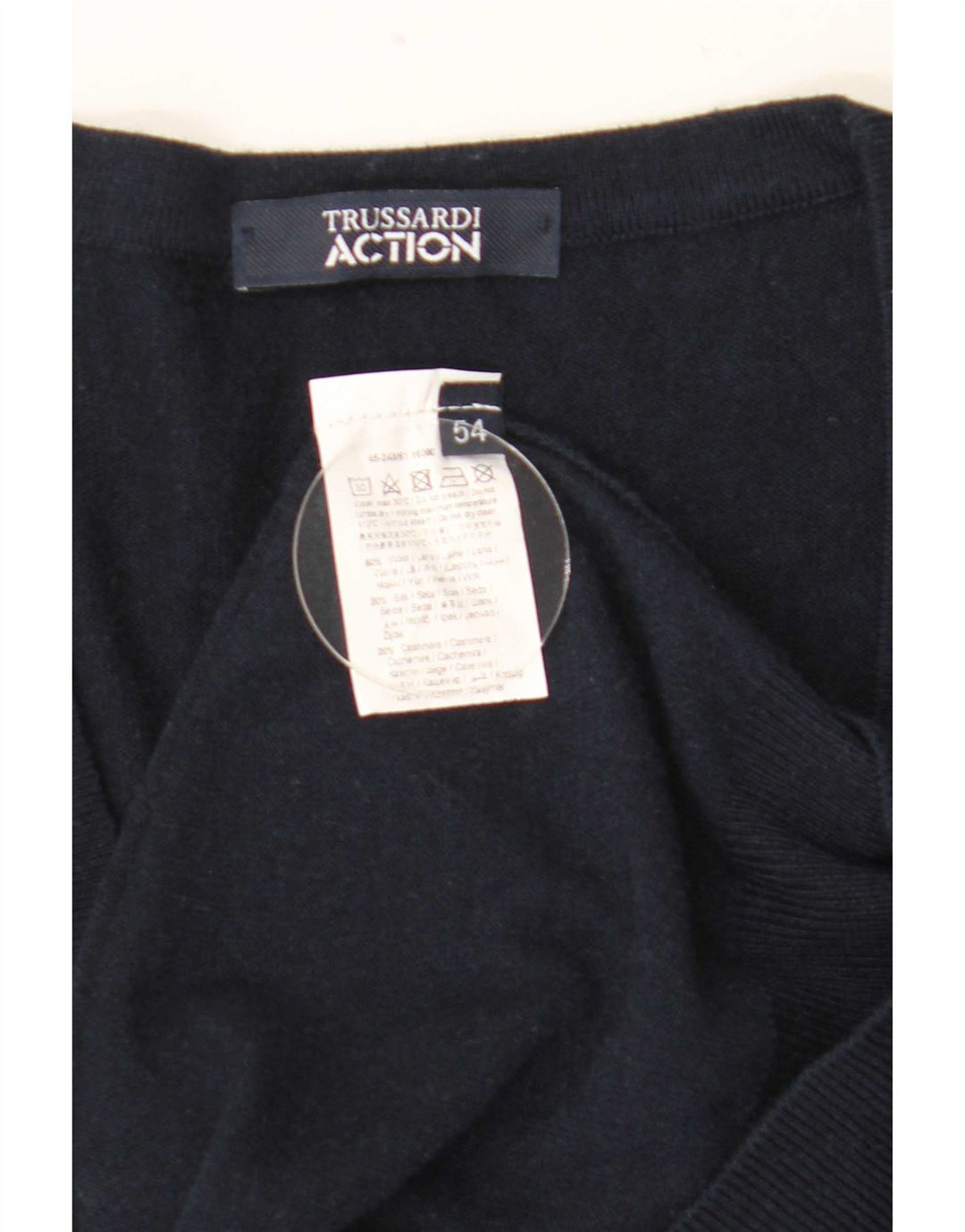 Trussardi Mens Cardigan Sweater IT 54 XL Navy Blue Wool