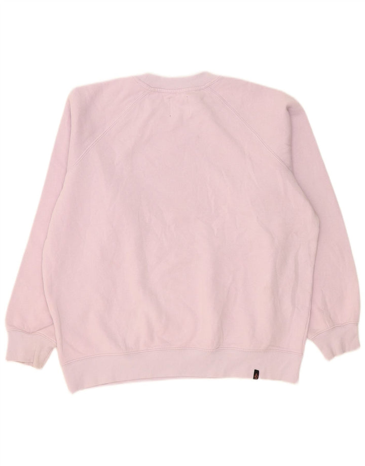 Volcom Womens Graphic Oversized Sweatshirt Jumper US 4/6 Small Pink Cotton