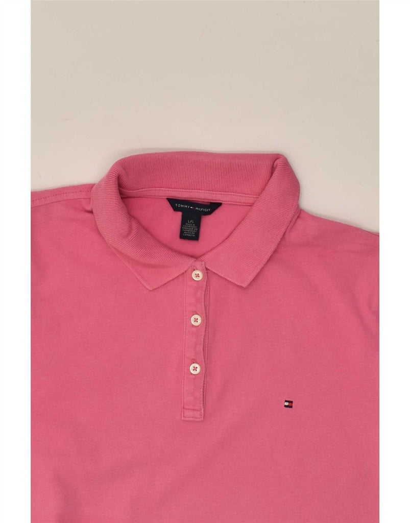 TOMMY HILFIGER Womens Polo Shirt UK 14 Large Pink Cotton Vintage Tommy Hilfiger and Second-Hand Tommy Hilfiger from Messina Hembry 