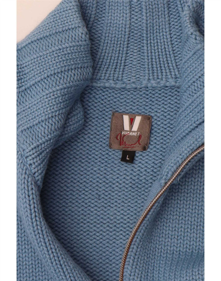 Vuarnet Mens Full Zip Cardigan Sweater Large Blue Colourblock