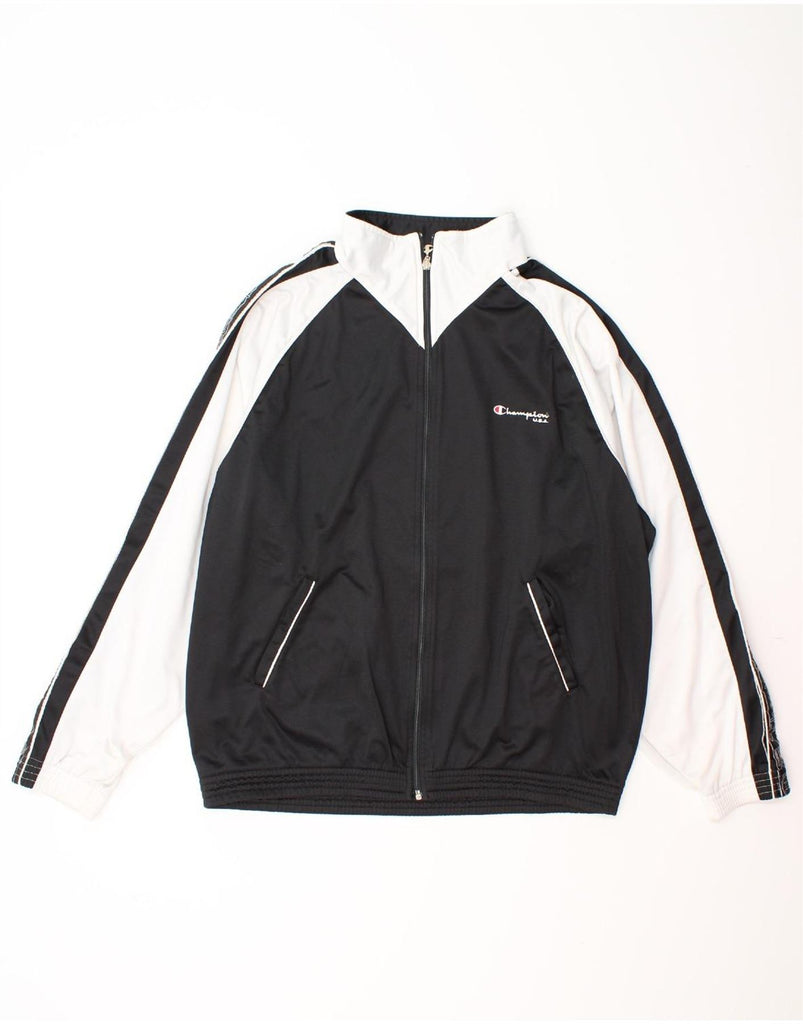CHAMPION Mens Tracksuit Top Jacket XL Black Colourblock Polyester Vintage Champion and Second-Hand Champion from Messina Hembry 